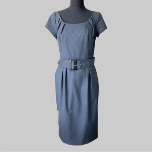 NWT Le Chateau Navy Business Career Belted Sheath Dress Made in Canada